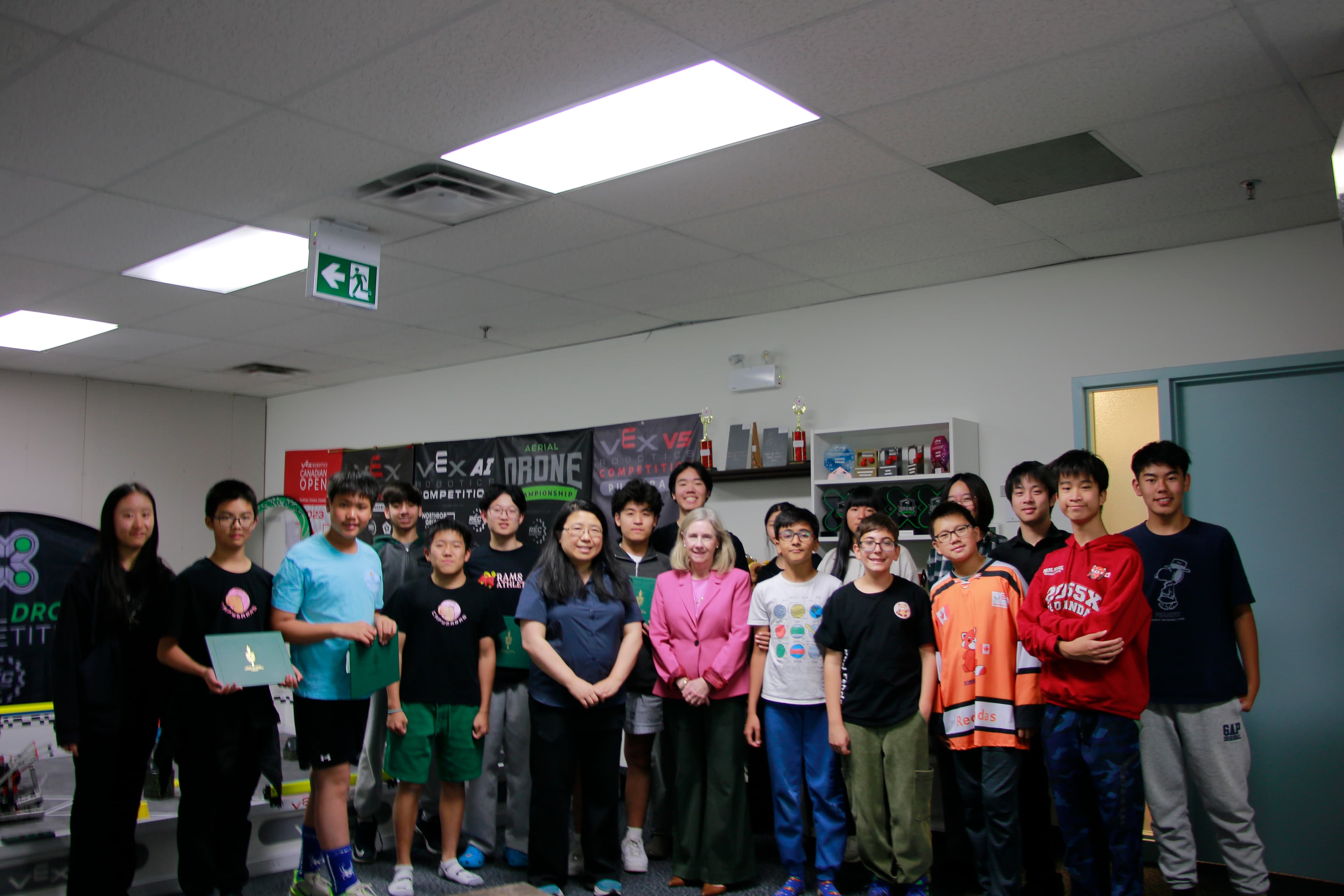 Oakville East MP Office Honours MI3L School's 2025-2026 VEX and Aerial Drone Teams